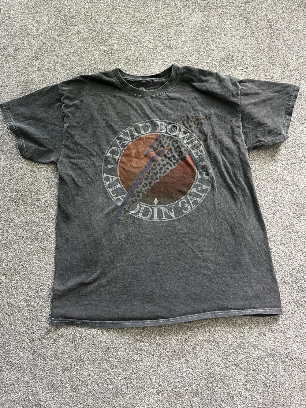 David Bowie Aladdin Sane Graphic Tee - Charcoal